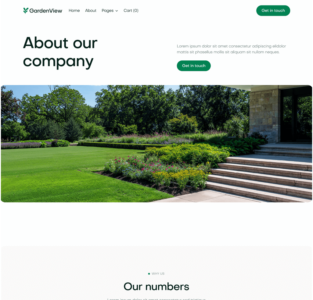 GardenView - About Top Page - Landscaper Webflow Template | BRIX Templates