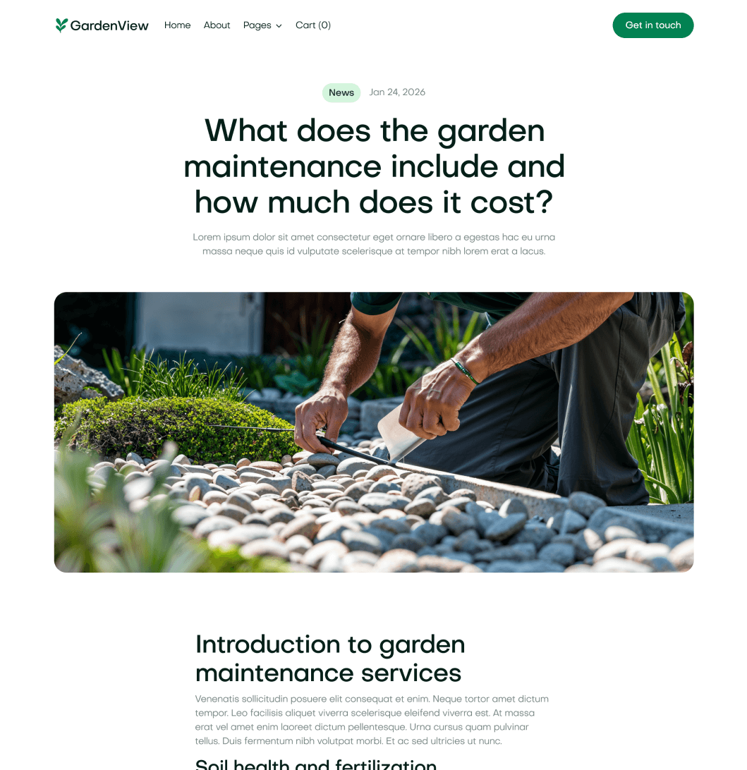 GardenView - Blog Post Page - Landscaper Webflow Template | BRIX Templates