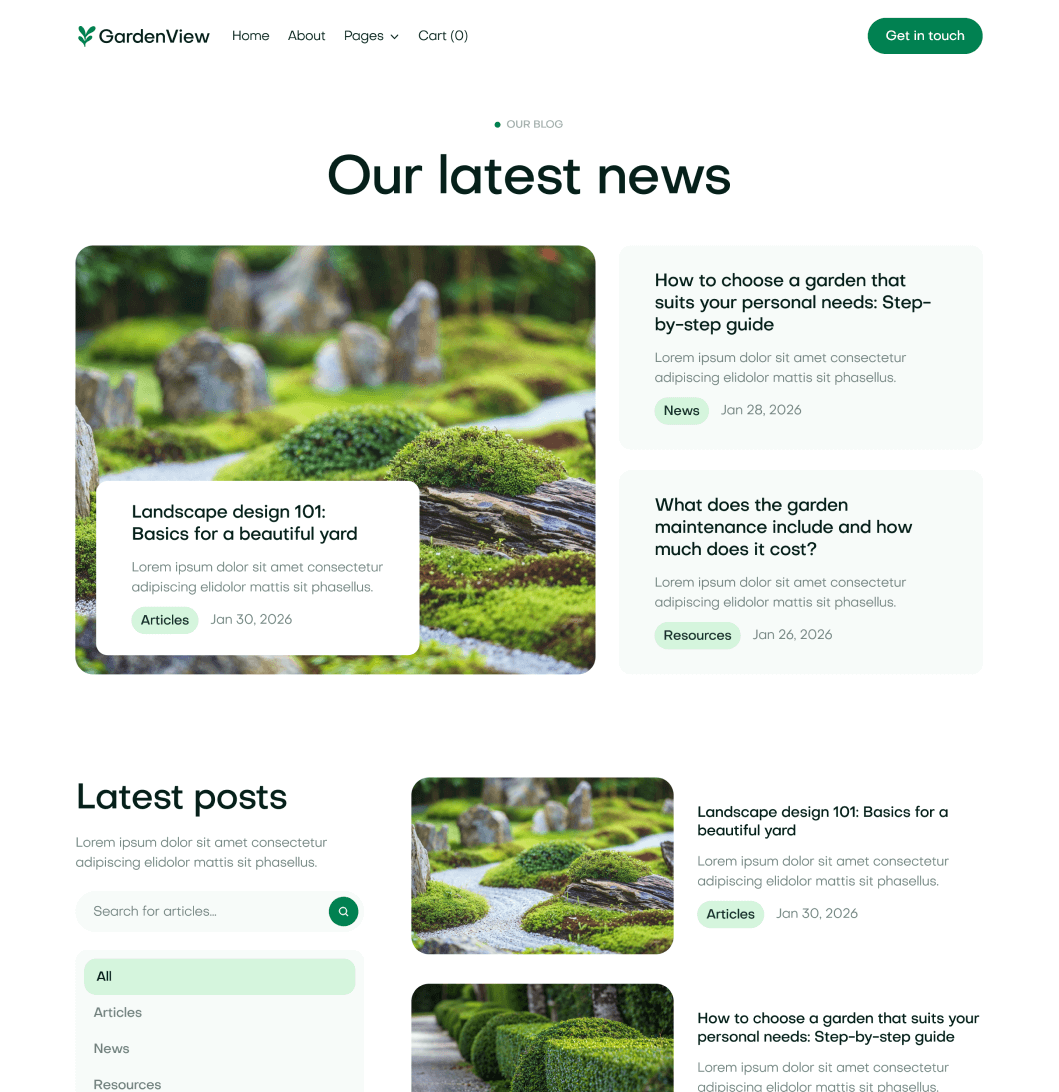 GardenView - Blog V2 Page - Landscaper Webflow Template | BRIX Templates