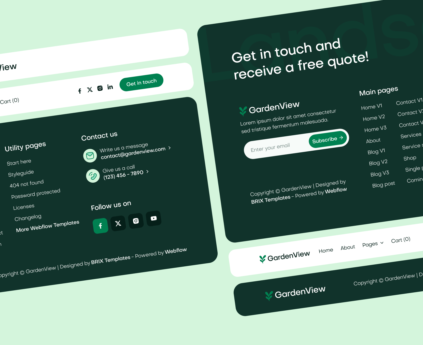 GardenView - Headers and Footers - Landscaper Webflow Template | BRIX Templates