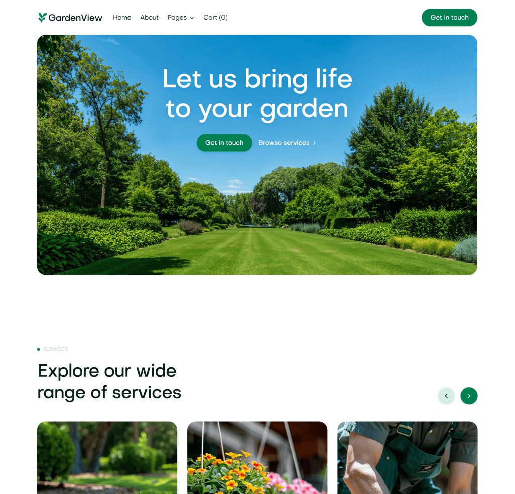 GardenView - Home V3 Top Page - Landscaper Webflow Template | BRIX Templates