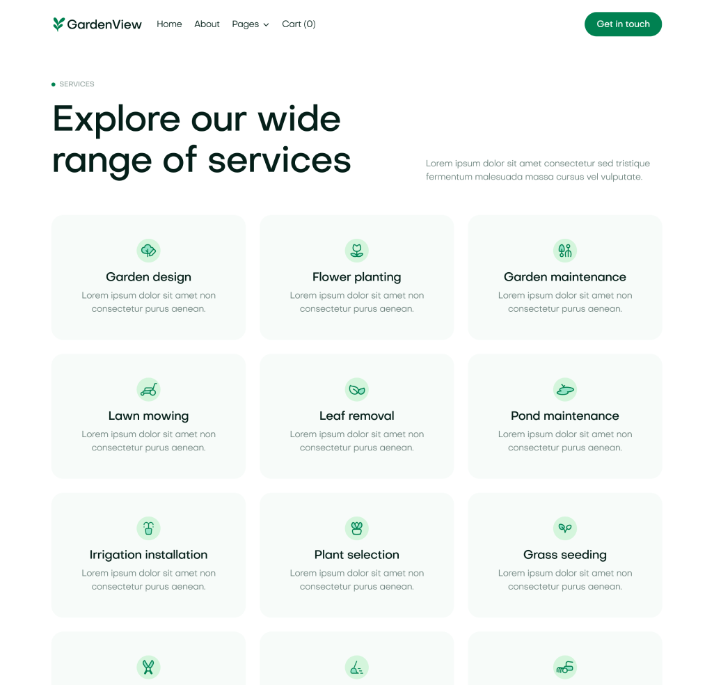 GardenView - Services Top Page - Landscaper Webflow Template | BRIX Templates