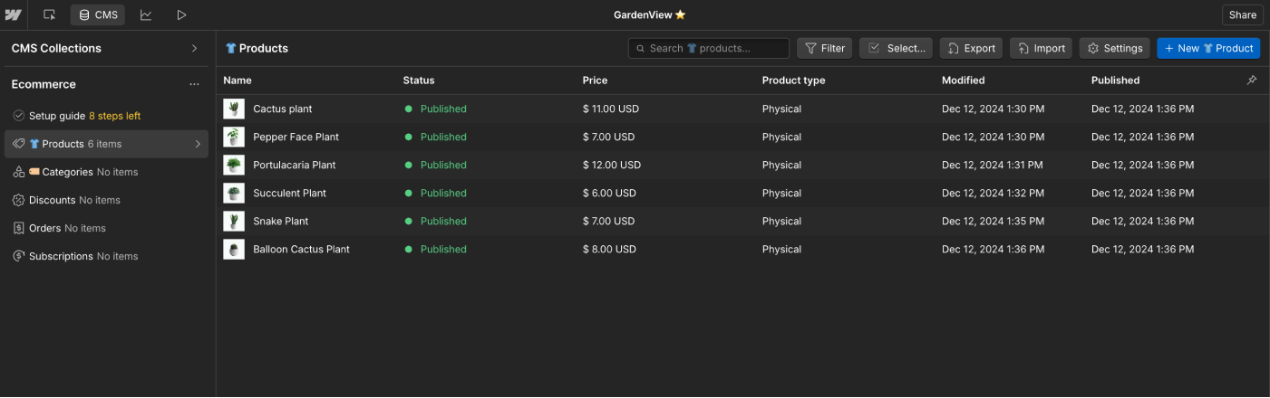 eCommerce Collection - GardenView Webflow Template | BRIX Templates